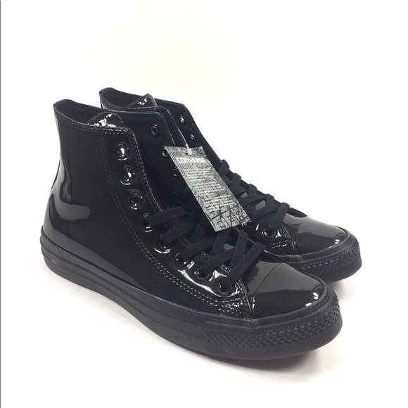 NEW Converse CTAS Hi Glossy Black Shoes Size 9 - Picture 4 of 8